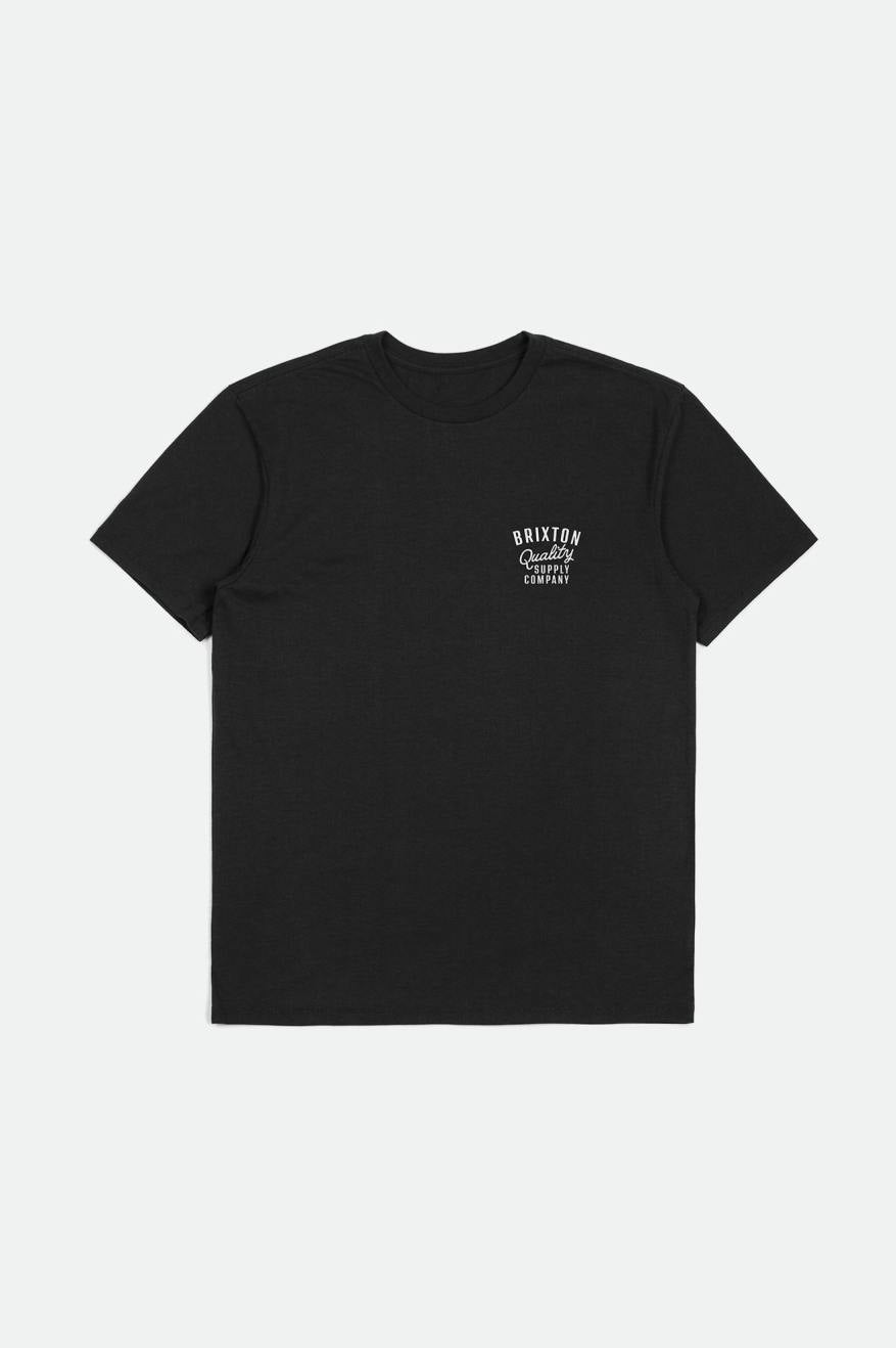 Front of Brixton Men's Hubal Short Sleeve Tailored Tee - Black
