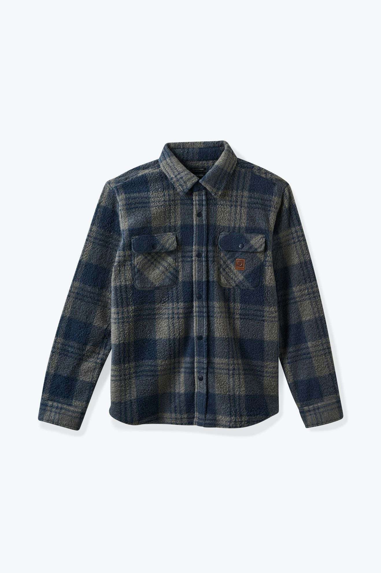 Brixton Men's Bowery Long Sleeve Artic Stretch Fleece - Washed Navy/Beige Plaid