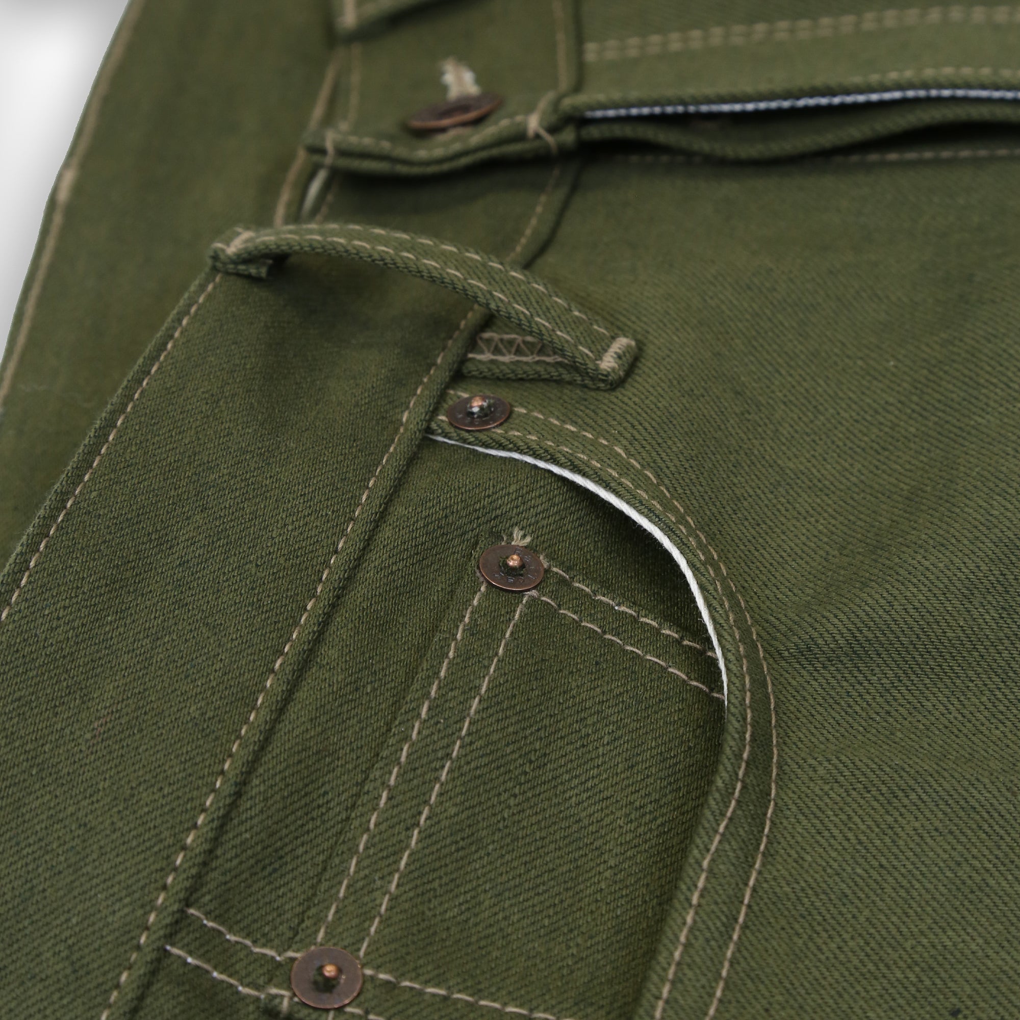Spikes X060 Taper Leg 13.5 Oz Japanese Olive Warp Green Weft